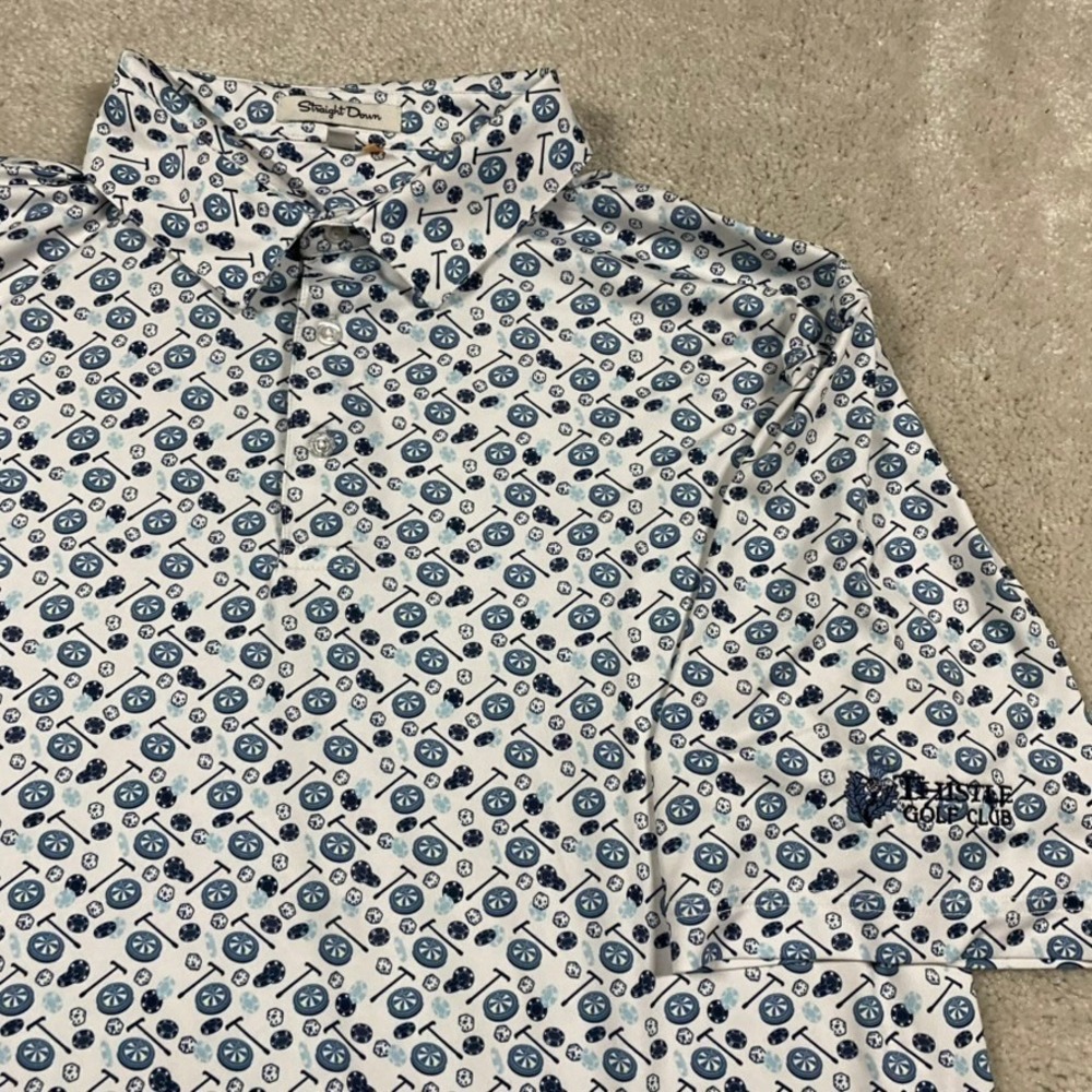 Straight Down Shirt Mens XXL Golf Polo White Casino Print Thistle Golf Club